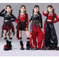 Girls K-pop Crop Top Skirts Teen Hip Hop Modern Dance Cargo Pants Jazz Costume Child Clothes Sets Kids Girl Group Streetwear