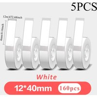 5 rolls of white portable label paper, self-adhesive thermal printer stickers, multi-purpose label stickers