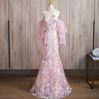 Lamour 2025 New Chinese Style Evening Dress Halter Floral Print Lace Embroidery Mermaid Dress Light Luxury Princess Prom Dress