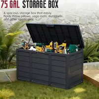 75 Large Outdoor Deck Box with Lockable Lid & Heavy-Duty Hinged Door - White/Green Heavy-Duty Plastic Storage Container,