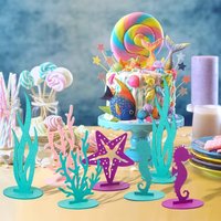 12 Pcs Mermaid Felt Table Centerpiece,Little Mermaid Birthday Decorations,Under the Sea Party Decorations Supplies,Baby Shower