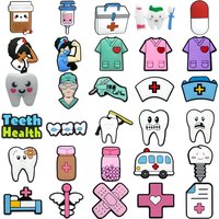 1PCS Medical Shoe Charms Teeth Health Nurse Pill Shoe Accessories Pins for Clog Nurse Doctor Shoe Decoration Jean Pendant Gifts