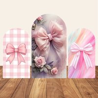 Pink Bow Wedding Party Arch Backdrop Photography Art Floral Background Decor Baby Shower Kids Birthday Portrait Studio Props