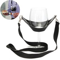 Portable Leather Wine Glass Holder Black Neck Yoke Glass Support Cocktail PVC Wine Strap Sling Birthday Party