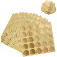 100pcs Gold Embossed Wax Seal Envelope stickes,Substitute to Wax Seals, for Greeting Cards, Gift Decoration