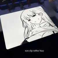 Minimalist Line Art Anime Girl Gaming Mouse Pad,Non-Slip Office Desk Mat,Black & White Sketch Style,Water-Resistant Keyboard Pad