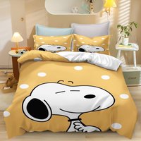 Snoopy Duvet Cover Peanuts Series Set Comforter Bedding 3d Children'S Bedding Set 3-Piece 1 Quilt Cover King Size