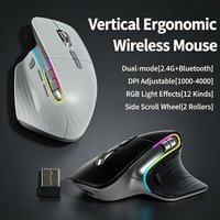 2.4G+Bluetooth Vertical Ergonomic Mouse Type-C Rechargeable Side Scroll Wheel Silent Click for PC Laptop Game Office Accessories