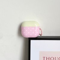 Simple Sweet White Polka Dot Pattern Pink Yellow Protective Earphone Case Cover Case For AirPods 1 2 3 4 Pro Pro2 Pro3 with Ring