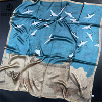 BirdTree 100% Silk Square Scarf, Chinese Style Print, Mom's Gift Elegant Kerchief, 2026 Spring New Shawl A41511QM