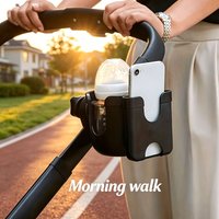 AliExpress NONE 2-in-1 Universal Stroller Water Cup Holder with Phone Holder, Universal Bottle Holder for Bike Wheelchair Stroller Accessories
