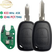 SUPERKEY Remote Car Key Fob 2 Buttons 433MHz ID46 Chip PCF7946 NE73 VAC102 Blade For Renault Traffic Master Vivaro Movano Kangoo
