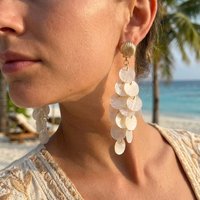 Exquisite White Round Shell Tassel Drop Earring for Women Summer Ocean Style Starfish Scallop Earring Aesthetic Party Jewelry