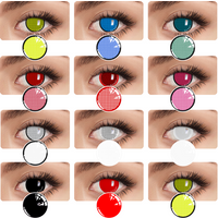 UYAAI 1 Paar Cosplay Farbe Kontaktlinsen Halloween Mesh Serie Rot Weiß Blau Farbige Linsen für Augen Anime Zubehör