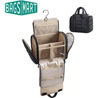 BAGSMART Hanging Toiletry Bag Large Capacity Water-resistant Puffy Cosmetic Bag Removable Partition Portable Makeup Organizer