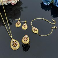 Flora Water droplet Design Copper Plated Zircon Jewelry Set - Necklace Bracelet Earring Set for Women’s Holiday Party Gifts