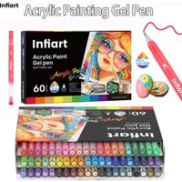 Infiart Direct Liquid Acrylic Marker Set, 60 Colors Available in All Specifications, 1.0mm Bullet Tip, Large Capacity Smooth Ink, High Coverage Suitable for Multiple Materials, Specialized Art Pens