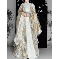 Fairy Martial Gold Woven Hanfu Women's Traditional Chinese Jacquard Long Robe Clothing Carnival Event Stage Cosplay Costume Han