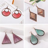 Boho Multi-Style Handmade Thread Wrapped Earring for Women Fashion Rope Wrap Round Triangle Dangle Earrings Female Jewelry Gift