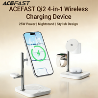 ACEFAST 4 in 1 Qi2 25W Fast Charging Magnetic Wireless Station For iPhone 17 16 Earphones Watch Charging Stand with Night Light