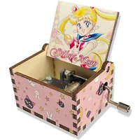 Hand-cranked music box Sailor Moon ornament, gift for girls, wooden music box mini