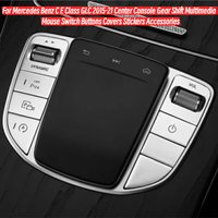 For Mercedes Benz C E V Class GLC 2015-21 Center Console Gear Shift Multimedia Mouse Switch Buttons Covers Stickers Accessories