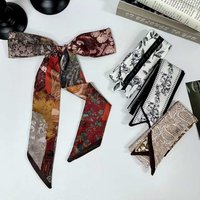 2026 New Arrival Women Vintage Floral Print Skinny Satin Scarf Summer Hair Band Strip Silk Ribbon Neck Scarves Bag Handle Ribbon