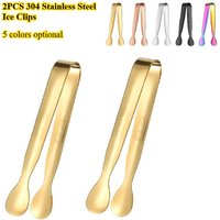 2PCS Stainless Steel Ice Tong Coffee Sugar Cubes Small Clips Meat Tong BBQ Bread Food Clamp Wedding Birthday Party Kitchen Tools