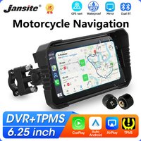 Portable 6.25" Motorcycle Carplay IPS Touch Screen GPS Navigation Drive Recorder IPX7 Waterproof Moto Monitor Support TPMS