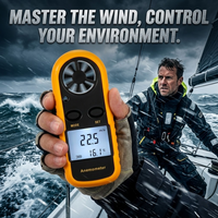 Mini Wind Speed Meter Digital Anemometer 0-30m/s Air Velocity Airflow -10°C ~ 45°C Temperature Tester with LCD Backlight Lanyard