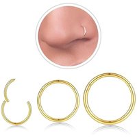 Gold Nose Rings for Women and Men, Clicker Septum Rings, Hoop Earrings, Suitable for Helix and Cartilage, Body Piercing Earrings