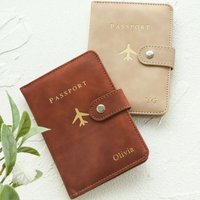 Customized Gold Text Passport Cover Personalized Men's Women's Chic Buckle Wallet Hot Stamping Name Passport Holder for Travel
