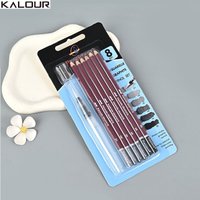 KALOUR Water Soluble Graphite Watercolor Pencil 8pc/Set 2B-8B/2H/HB Water Pen Pencil Sharpener Art Drawing Sketching Stationery