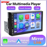 Hippcron 7 inch 1 Din Car Radio HD Touch Screen Multimedia Player Carplay Android Auto Universal Bluetooth Mirror Link FM Aux