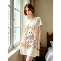 Plus Size Stretchy Loose Dress Summer Home Comfort Nightgown Energetic Wind Printed Women's Short Sleeve Knee-length Dresses