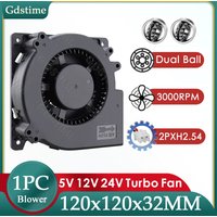 Gdstime 120MM wentylator 24V DC bezszczotkowa dmuchawa odśrodkowa Turbo 120MM * 32MM podwójna chłodnica kulkowa do grilla, chłodzenie przemysłowe