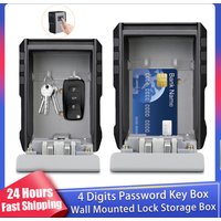 New Key Box 4 Digits Password Safe Deposit Box Metal Material Waterproof Wall Mounted Security Storage Lock Box Anti Thef