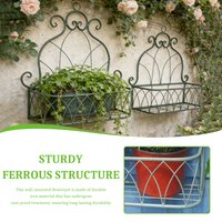 2Pack Iron Hanging Balcony Flower Stand Holder Vintage Plant Planter Wall Mounted Basket for Home Outdoor Patio Farmhouse Garden