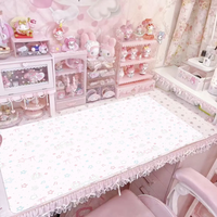 Leather Desk Pad Protector Colorful Star Bunny Rabbit Y2K Mouse Pad Office Desk Mat Waterproof Non-Slip PU Desk Blotter Pad