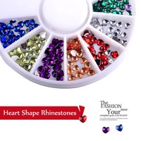 1 Box Heart Shape Acrylic Nail Art Decoration Wheel Glitter 3D Design Rhinestone Charm Jewelry Nail Tools