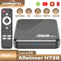 Janmifly R69 PRO Set-Top-Box Android 14 Allwinner H728 WiFi 6 Unterstützt Ultra HD 8K Bluetooth 5.0 Smart TV Box Netflix YouTube