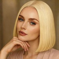 Ladies' 12 inch gold synthetic wig, fluffy, soft and smooth cosplay Halloween suitable for all women