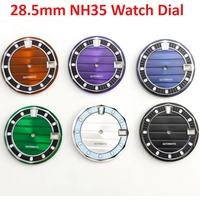 28.5mm NH35 Watch Dial Sterile Case Mod Parts Sunburst Texture for NH35 Automatic Movement C3 Green Lume No logo