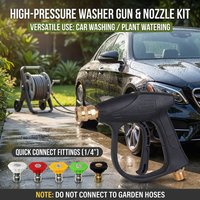 M22-14 & 1/4" Quick Connect High Pressure Washer Gun 5 Color Nozzles Lightweight Compact Car Cleaning Tool