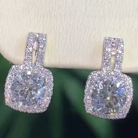 New Square Zircon 925 Sterling Silver Earrings for Women Wedding Stud Earrings Exquisite Bride Fashion Cute Jewelry