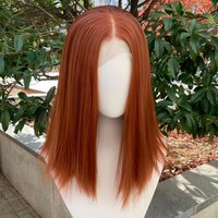 13X4 Lace Front Wigs Ginger Orange Straight Synthetic Lace Wig with Natural Hairline Heat Resistant Fiber Cosplay Wigs 12inch