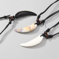 1pc handmade acrylic wolf tooth necklace for men women's Beaded animal tooth pendant jewelry gifts