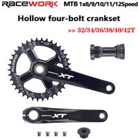 Mountain Bike Crankset 1x8/9/10/11/12Speed 170/175mm 32/34/36/38/40/42T Hollow four nails Chainring With Bottom Bracket BB68BB52
