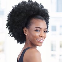 1PC Women's 10-Inch Afro Kinky Curly Synthetic Ponytail Extension with Drawstring Basic Style Afro Puff Hair Bun Wig Daily U