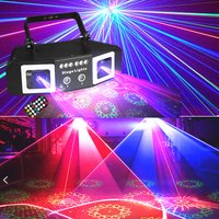 Party lights, DJ disco light beam patterns, RGB laser projectors, stroboscopic lights, DMX512 voice-controlled ambient lights